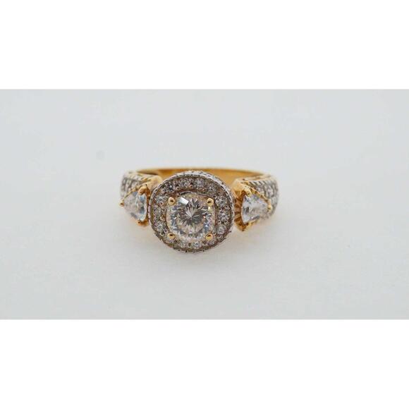 14k Yellow Gold CZ Estate Sale Engagement Ring Size 8.25